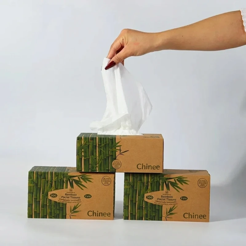 Bamboo Manufacture Travel Box Customized Logo Soft No Dust 100% Biodegradable Bamboo Facial Tissue
