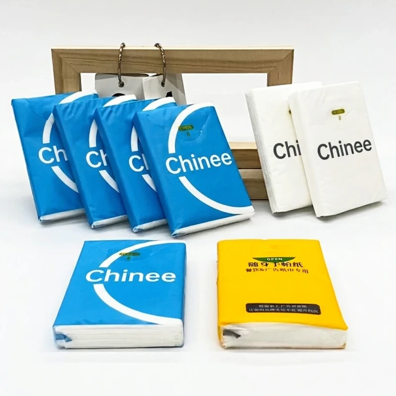 Custom Logo Pocket Tissue Paper Wood Pulp Mini Facial Tissue Paper Branded Advertising Pocket Tissue for Hotel Restaurant