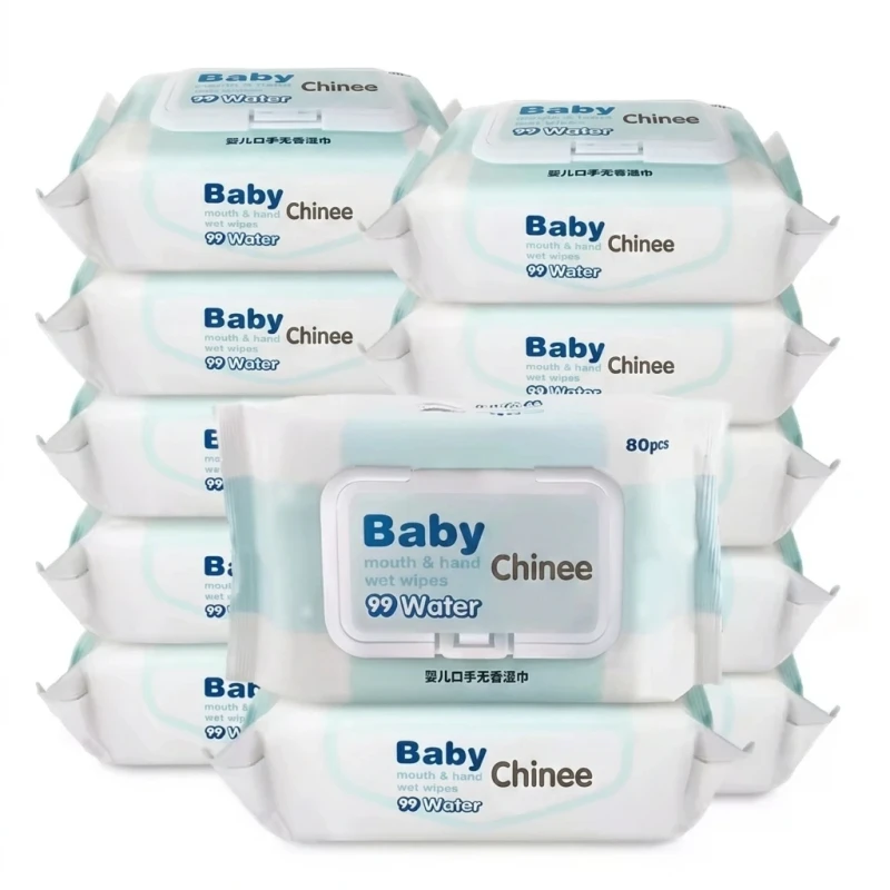 Toallitas húmedas desechables personalizadas de tela no tejida para cuidado del bebé, bolsa de toallitas ecológicas de 80 piezas para toallitas húmedas orgánicas biodegradables para bebés