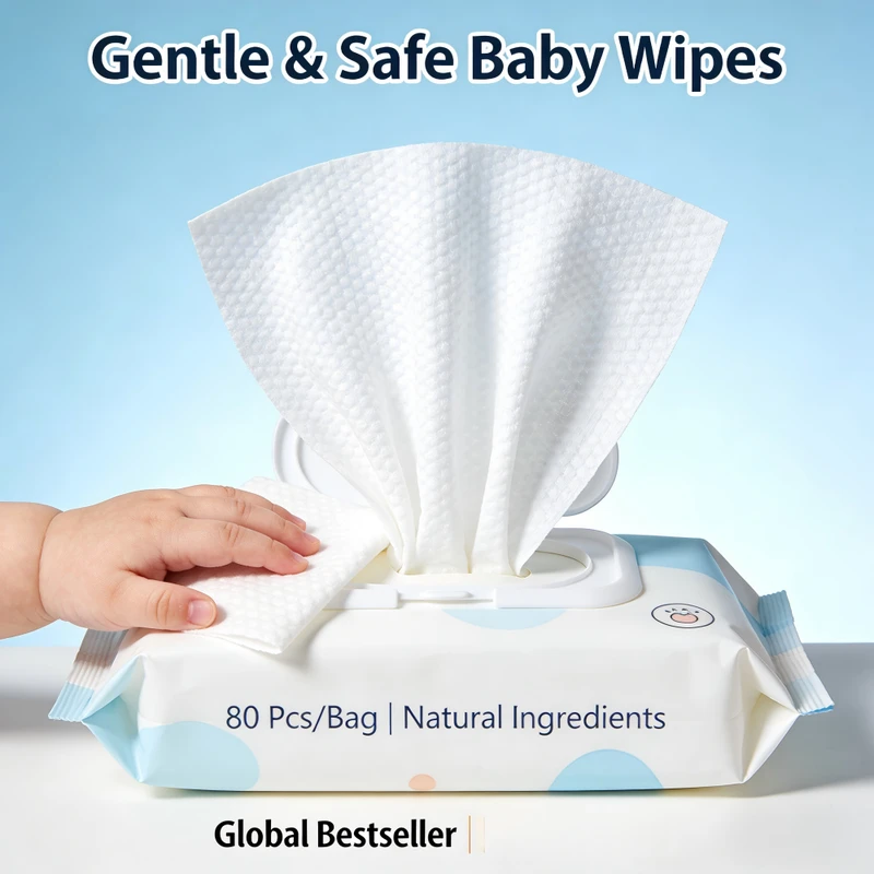 Custom Private Label Biodegradable Baby Wipes Pure Water Bamboo Unscented Sensitive Skin Wet Tissue Eco Friendly