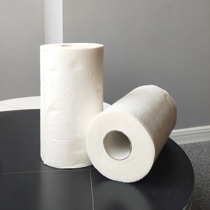Papel toalha de cozinha macio sustentável, ecológico, estampado em relevo, com núcleo e logotipo, embalado individualmente