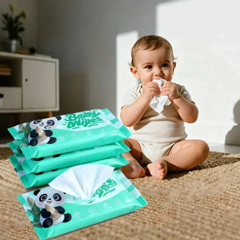 Toallitas para bebés portátiles 100% biodegradables ecológicas de bambú antibacterianas y desechables por el inodoro para la cara y las manos del bebé